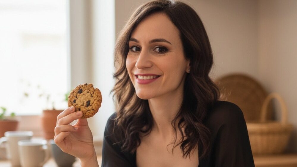 Persona che utilizza eritritolo per dolcificare snack naturali in cucina