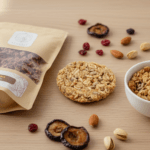 Snack naturali pre e post allenamento su tavolo minimal