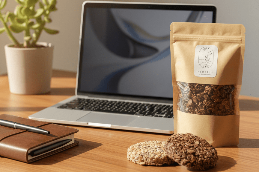 Snack naturali su scrivania per alimentazione equilibrata